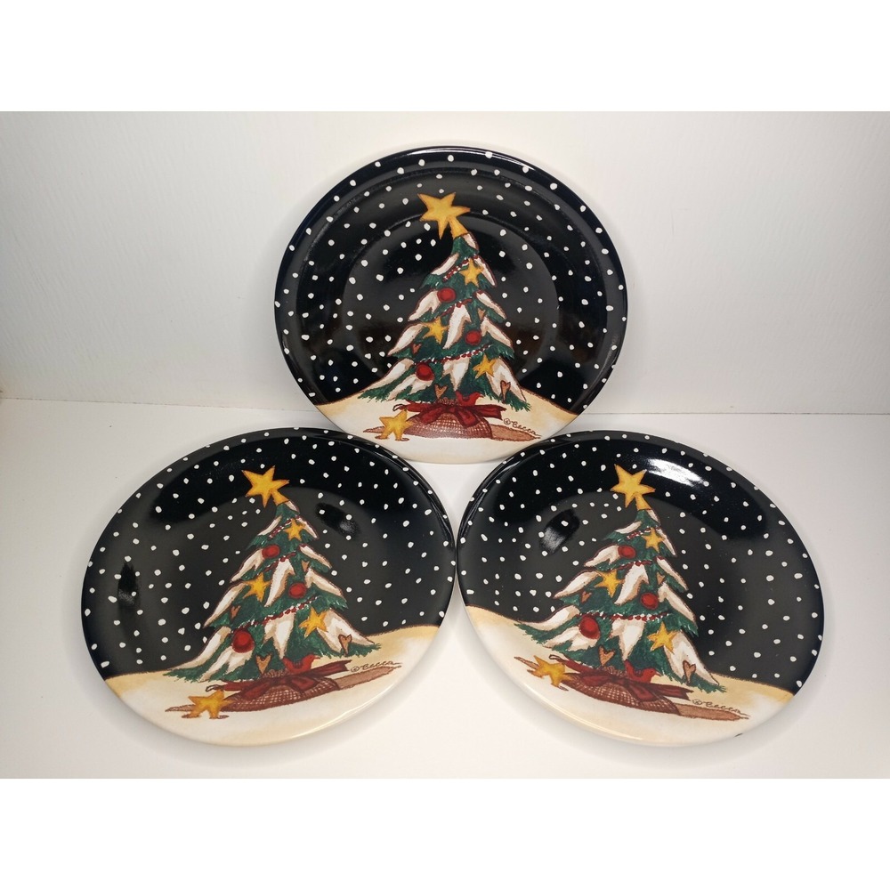 Midnight Tree 8 inch Dessert Plates Set Of 3 Becca Barton Vintage